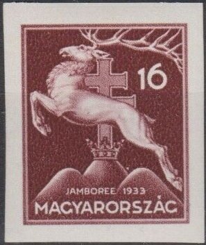 Leaping stag — 16 fillér, imperforate
