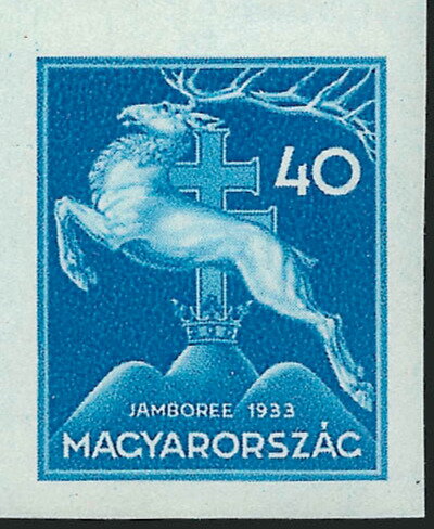 Leaping stag — 40 fillér, imperforate