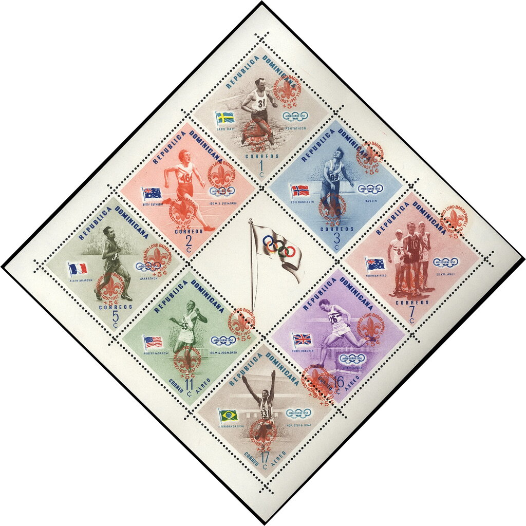 Souvenir sheet, Olympic flag — perforated