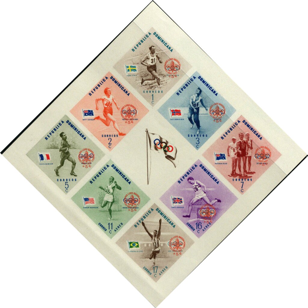 Souvenir sheet, Olympic flag — imperforate