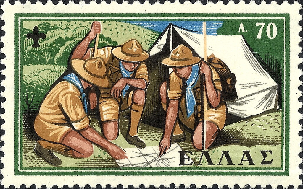 Scouts looking at a map