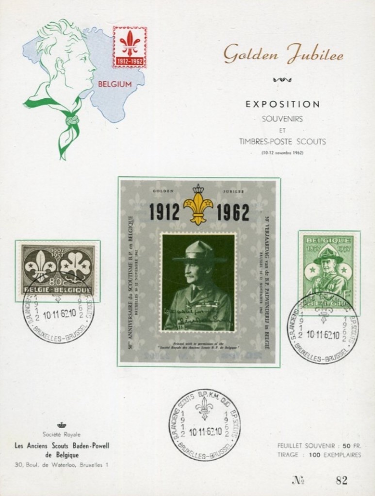 Golden Jubilee exhibition souvenir sheet — Brussels, 10–12 November 1962 (No 82 of 100)