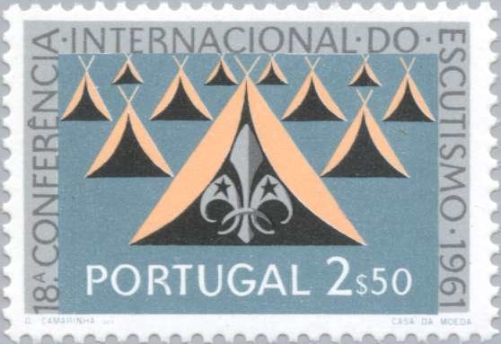 Scout fleur-de-lis and camp tents
