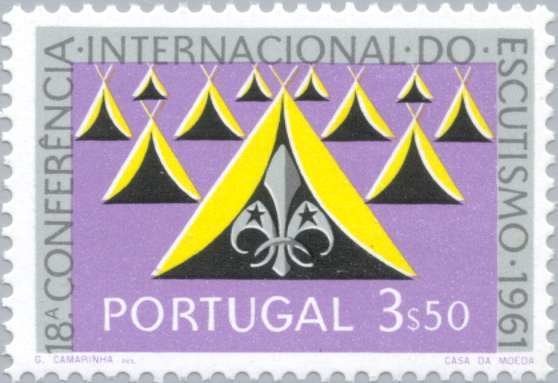 Scout fleur-de-lis and camp tents