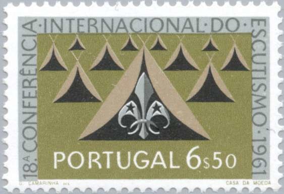 Scout fleur-de-lis and camp tents