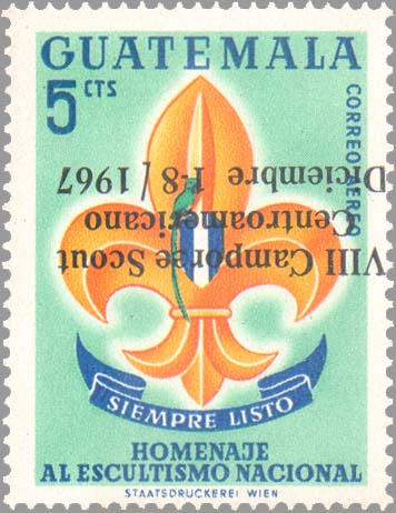 5 c inverted overprint — Scout emblem