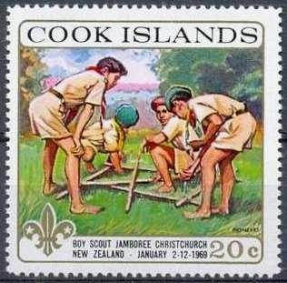 Scouts erecting a hut