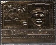 Baden-Powell and camp, gold foil