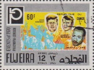 12 r — Kennedy, King (Congo stamp-on-stamp)