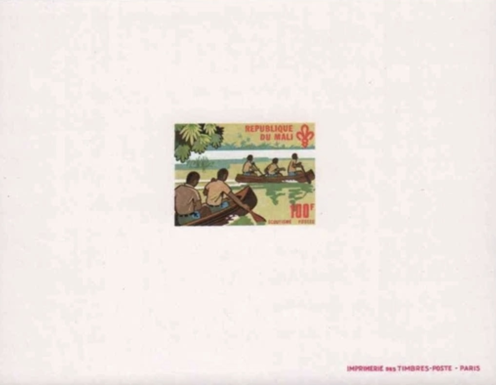 100 f canoeing — de luxe proof (Imprimerie des Timbres-Poste, Paris)