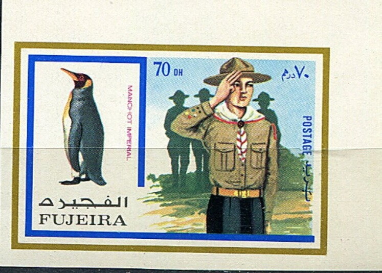 Emperor penguin and a Scout saluting
