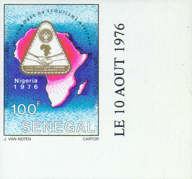 100 f map of Africa — imperforate (margin dated 10 August 1976)