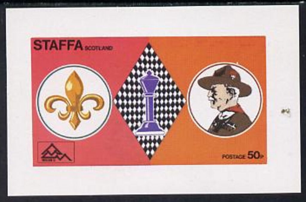 Scout emblem, chess king and Baden-Powell