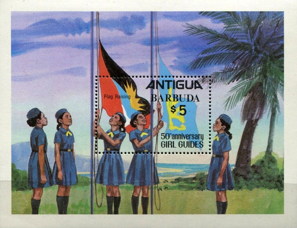 Flag raising souvenir sheet — BARBUDA