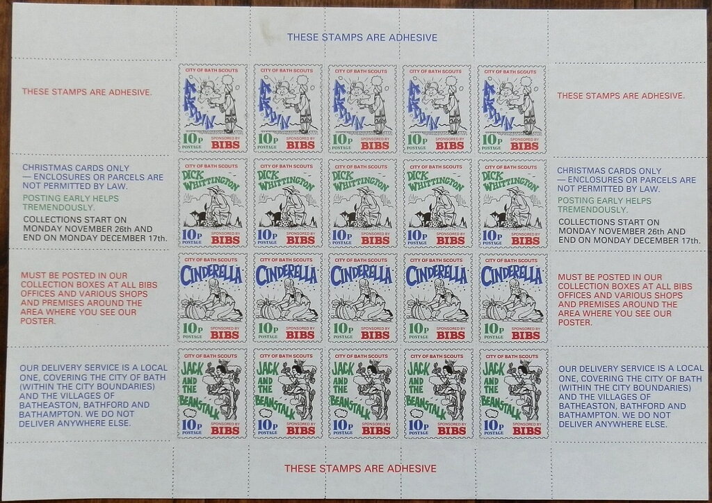 Full Sheet of 20 stamps in 4 Designs