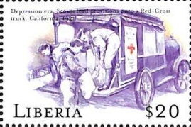Boy Scouts Loading Red Cross Trucks, California 1931