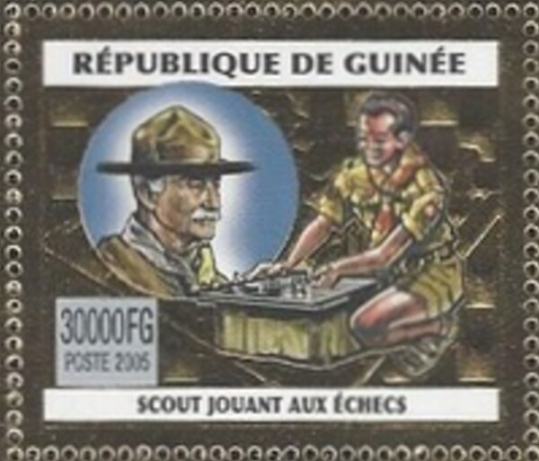 Baden-Powell and Scout Playing Chess - Gold